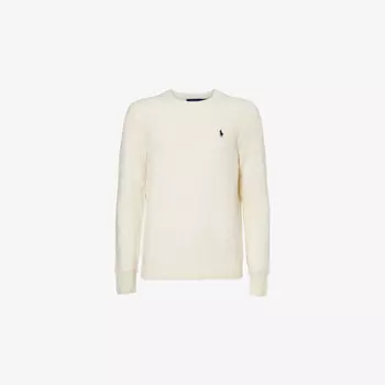 Джемпер из шерстяной пряжи с вышитым логотипом Polo Ralph Lauren, бежевый