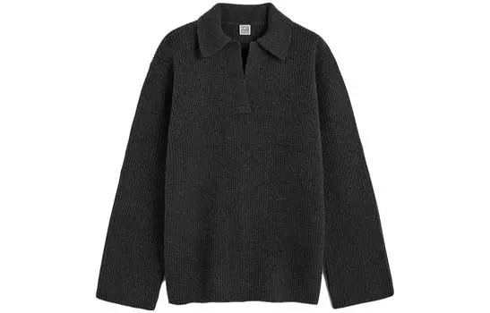 Джемпер из шерстяной смеси с воротником-поло TOTEME, Heather Gray