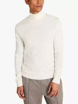 Джемпер из смеси мха и мериноса, с высоким воротником, зимний белый