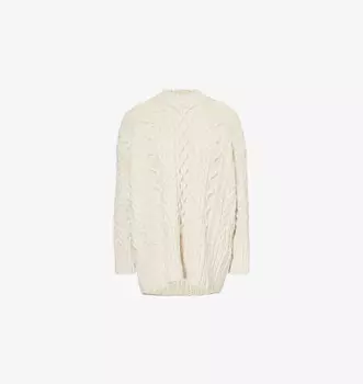 Джемпер из смеси шерсти и аранской пряжи Bottega Veneta, цвет string