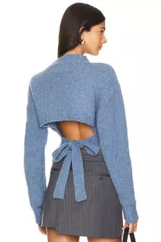 Джемпер из смеси шерсти и кашемира с завязками на спине St. Agni, голубой