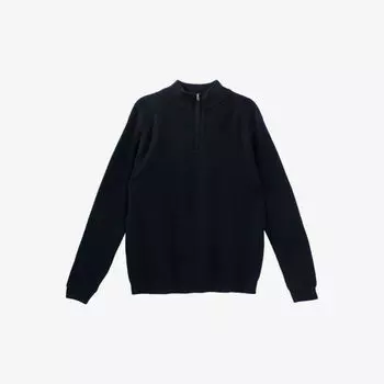 Джемпер из смесового хлопка в рубчик с высоким воротником Ikks, темно-синий