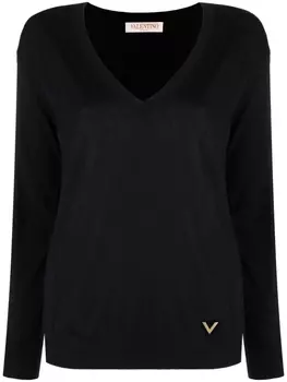 Джемпер из смесового кашемира с V-образным вырезом Valentino Garavani, синий