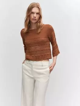 Джемпер из смесового льна Mango Tassyto, коричневый