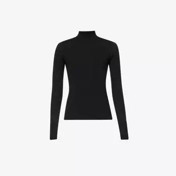 Джемпер из смесового шелка стрейч с высоким воротником Joseph, черный