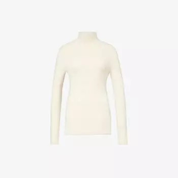Джемпер из смесовой шерсти альпаки с высоким воротником в рубчик Lauren Manoogian, белый