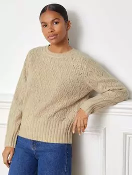 Джемпер из смесовой шерсти Leaf Pointelle Albaray, нейтральный