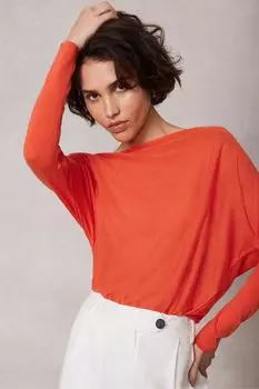 Джемпер из смесовой шерсти с крыльями летучей мыши Mint Velvet, оранжевый