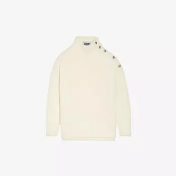 Джемпер из смесовой шерсти с ребристой отделкой и пуговицами Claudie Pierlot, цвет naturels