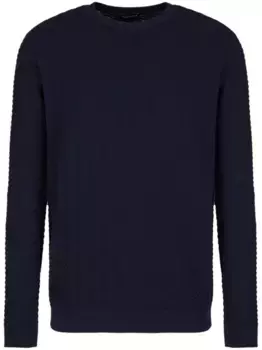 Джемпер из смесовой шерсти с узором шеврон GIORGIO ARMANI, синий