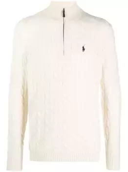 Джемпер из смесовой шерсти с вышитым логотипом POLO RALPH LAUREN, нейтральный
