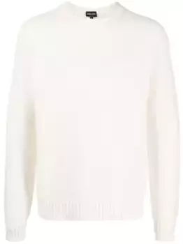 Джемпер из смесовой шерсти с вышитым логотипом GIORGIO ARMANI, белый