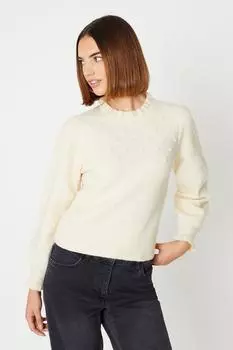 Джемпер из смесовой шерсти с высокими оборками Oasis, белый