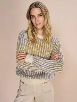 Джемпер из смесовой вязки Gisla Margo из альпаки MOS MOSH, голубой горизонт