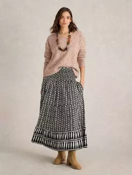 Джемпер из текстурированной смеси шерсти с v-образным вырезом White Stuff, цвет Beige/Multi