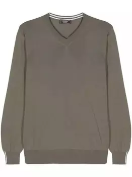 Джемпер из тонкого хлопка в рубчик Peserico, зеленый