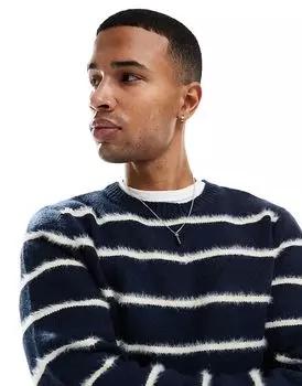 Джемпер из трикотажной пряжи с начесом в темно-синюю полоску Brave Soul