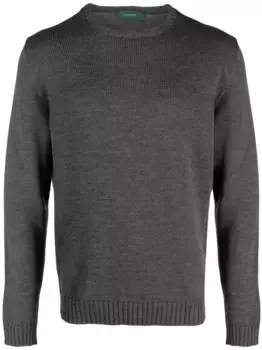 Джемпер из вирджинской шерсти в рубчик Zanone, серый