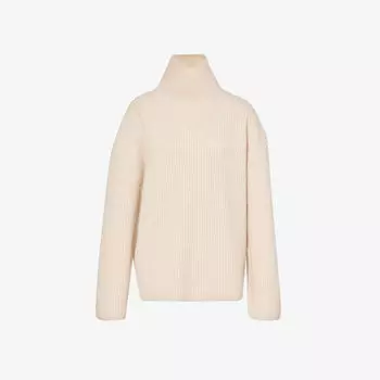 Джемпер из ворсованной шерсти с высоким воротником Toteme, серый