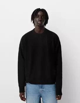 Джемпер изнаночной вязки Bershka, черный