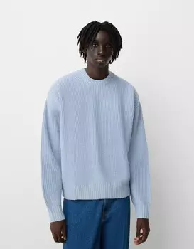 Джемпер изнаночной вязки Bershka, синий