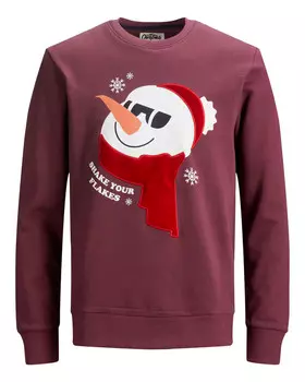 Джемпер Jack & Jones с рождественским рисунком, бордовый