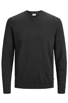 Джемпер Jack & Jones с v-образным вырезом, серый
