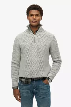 Джемпер Jacob с косой вязкой и застежкой молнией на половину длины Superdry, серый