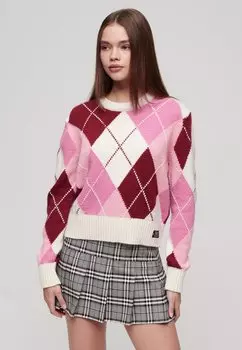 Джемпер JACQUARD PATTERN CREW Superdry, розовый