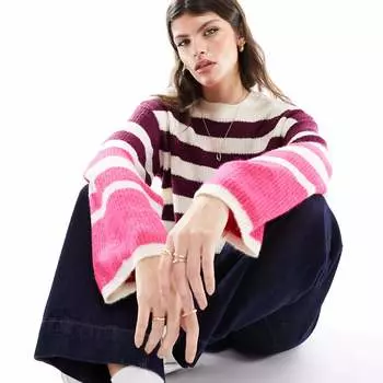 Джемпер JDY Wide Sleeve, сиреневый/розовый/белый