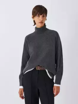 Джемпер John Lewis Cashmere Ribbed Roll Neck, цвет charcoal