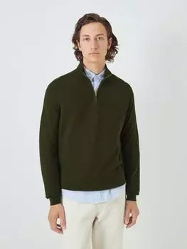 Джемпер John Lewis из хлопка с кашемиром и полумолнией цвета хаки