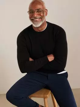 Джемпер John Lewis из хлопка с круглым вырезом, черный