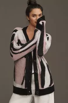 Джемпер-кардиган с принтом ресниц Anthropologie, фиолетовый