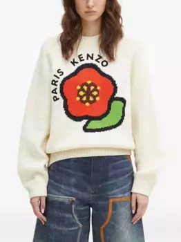 Джемпер Kenzo Pop с цветочной аппликацией, белый