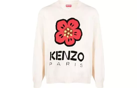 Джемпер Kenzo с круглым вырезом и узором, белый