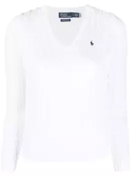 Джемпер Kimberly Polo Pony фактурной вязки POLO RALPH LAUREN, белый