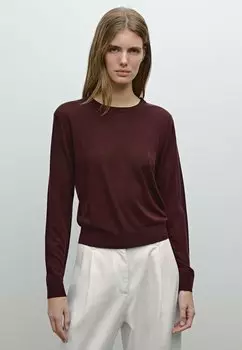 Джемпер KNITTED ROUND NECK Massimo Dutti, винно-красный