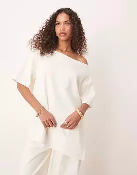 Джемпер-комбинезон с открытыми плечами ASOS DESIGN цвета кокосового молока