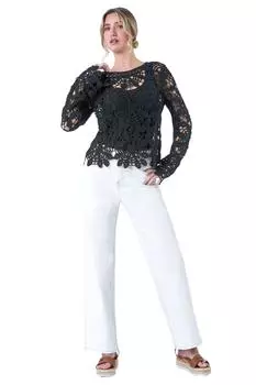 Джемпер крючком Dusk, черный