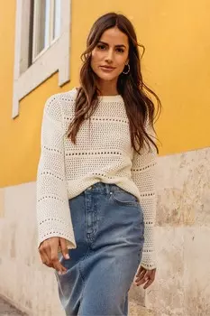 Джемпер крючком "Пуантелле" Threadbare, белый