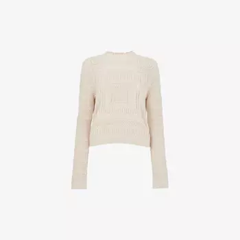 Джемпер крючком с длинными рукавами и фестончатым вырезом горловины Whistles, бежевый