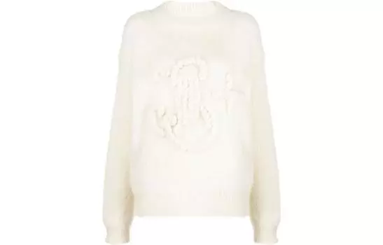 Джемпер крупной вязки с вышитым логотипом JIL SANDER, белый