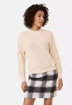 Джемпер LANGARM RUNDHALS MIT FRANSEN Gerry Weber, молочный