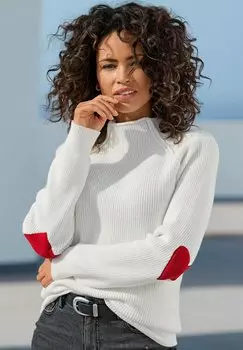 Джемпер LASCANA с сердечками, белый