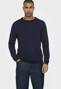 Джемпер LEGERER GEPUNKTETER LONGSLEEVE Only & Sons, темно-синий