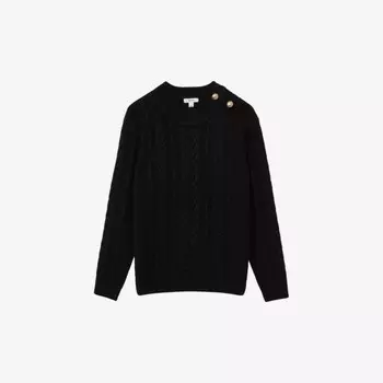 Джемпер Libby из шерсти и кашемира, связанный косами Reiss, черный