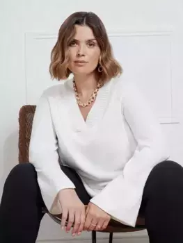 Джемпер Live Unlimited Curve V-Neck Swing Cashmere Blend, белый