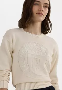 Джемпер LOGO CREST COTTON CREWNECK SWEATER Lauren Ralph Lauren, кремовый