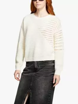 Джемпер лоскутной вязки SISLEY, кремовый